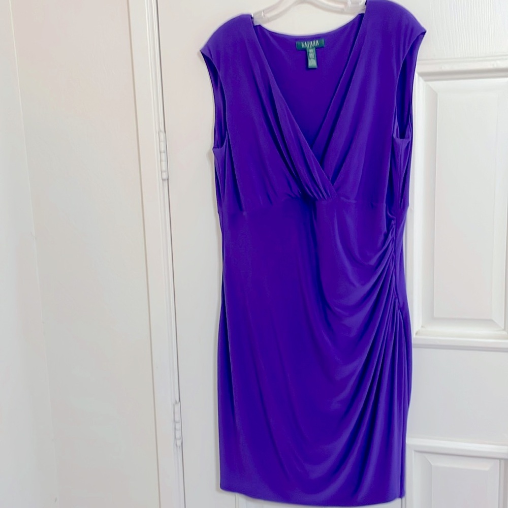 Ralph  Lauren  Purple  Ruched  Dress  sz 16